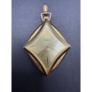 Vintage Sheffield Shock Resistant Swiss Made Pendant Watch Gold Tone Manual Wind